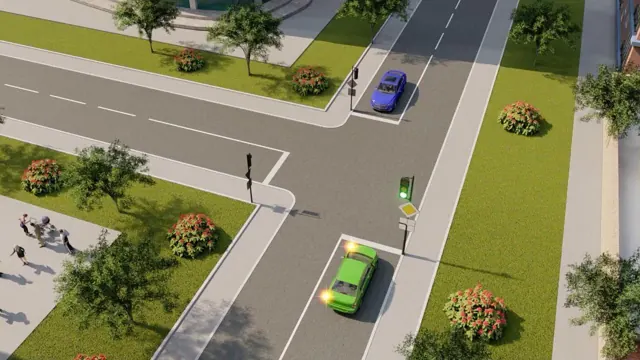 Зеленый автомобиль проедет перекресток: